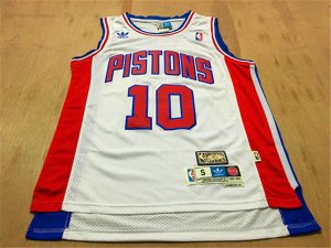 Maillot De Basket Detroit Pistons Dennis Rodman 10 Retro Engrener Blanc
